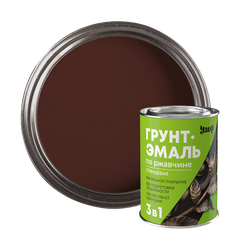 Грунт-эмаль 3в1 по ржавчине УЗОР шоколадная 0,8кг, крупный план