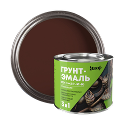 Грунт-эмаль 3в1 по ржавчине УЗОР шоколадная 1,8кг, картинка