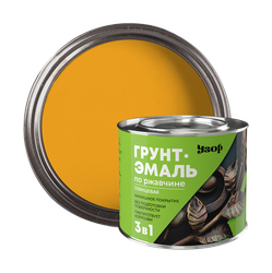 Грунт-эмаль 3в1 по ржавчине УЗОР желтая 1,8кг, изображение