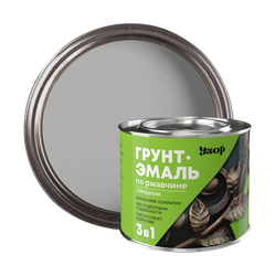 Грунт-эмаль 3в1 по ржавчине УЗОР серая 1,8кг, изображение