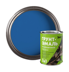 Грунт-эмаль 3в1 по ржавчине УЗОР синяя 0,8кг, картинка