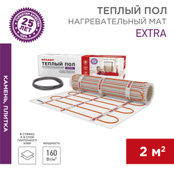 Теплый пол REXANT нагревательный самокл.мат Extra 2м2,0,5х4м,320Вт двухжильн., фото