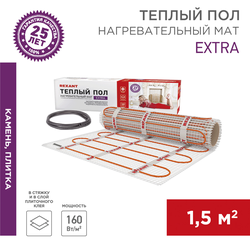 Теплый пол REXANT нагревательный самокл.мат Extra 1,5м2,0,5х3м,240Вт двухжил., крупный план