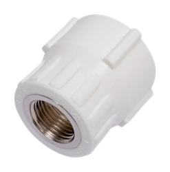 Муфта комбинированная РТП внутренняя резьба 32х 1/2" PN25 белый, крупный план
