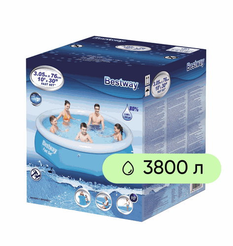 Бассейн надувной BESTWAY Fast Set 3800л 305x76см, Арт. 57266, изображение