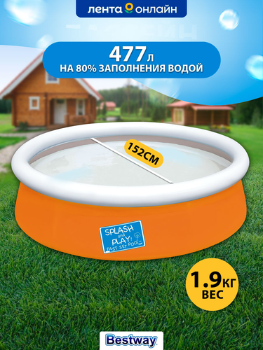 Бассейн детский BESTWAY Splash and Play! 477л 152х38см, с надувным бортом, Арт. 57241, изображение