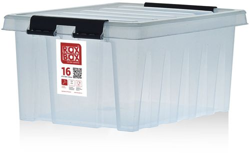 Контейнер ROX BOX с крышкой, 40х30х19см, пластик, прозрачный, полипропилен, 16л, Арт. 016-00.07, фотография