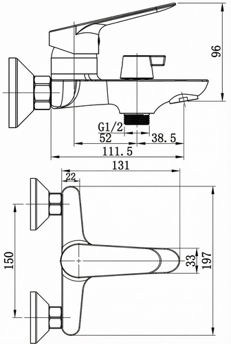 Смеситель д/ванны ESKO хром,0,170х0,200х0,070мм, картинка