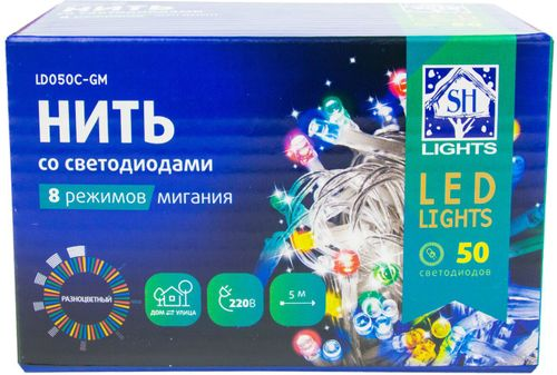 Гирлянда SNOWHOUSE наружная LED, 10м, разно, 8 реж, картинка