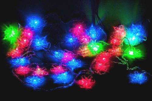 Электрогирлянда SNOWHOUSE Снежинки внутр,30 разноцв LED, 3м, крупный план