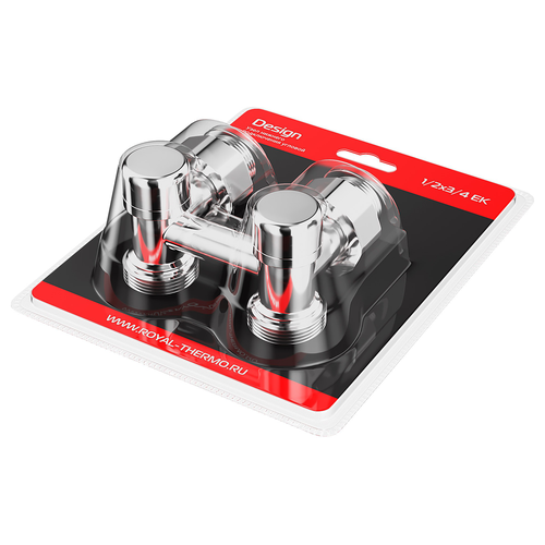 Узел нижнего подключения ROYAL THERMO Design угловой 1/2"х3/4" EK (хром), фото