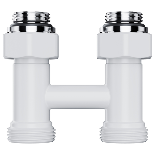 Узел нижнего подключения ROYAL THERMO Design прямой 1/2"х3/4" EK (белый), фотография