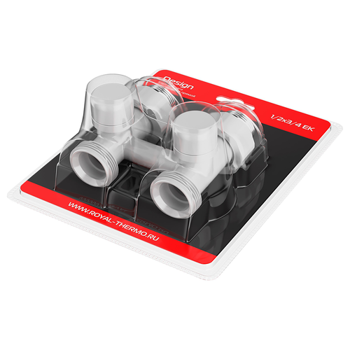 Узел нижнего подключения ROYAL THERMO Design прямой 1/2"х3/4" EK (белый), фотография