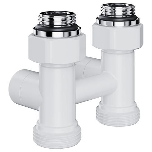 Узел нижнего подключения ROYAL THERMO Design прямой 1/2"х3/4" EK (белый), изображение