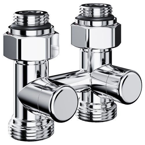Узел нижнего подключения ROYAL THERMO Design прямой 1/2"х3/4"EK (хром), фото
