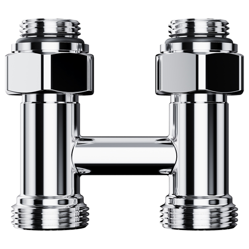 Узел нижнего подключения ROYAL THERMO Design прямой 1/2"х3/4"EK (хром), крупный план
