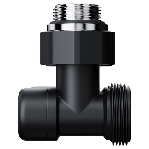 Узел нижнего подключения ROYAL THERMO Design угловой 1/2"х3/4" EK (черный), детальное фото