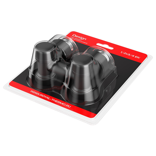 Узел нижнего подключения ROYAL THERMO Design угловой 1/2"х3/4" EK (черный), изображение