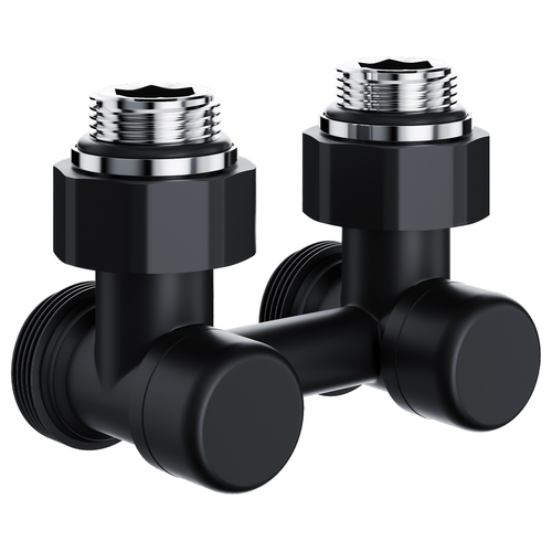 Узел нижнего подключения ROYAL THERMO Design угловой 1/2"х3/4" EK (черный), крупный план