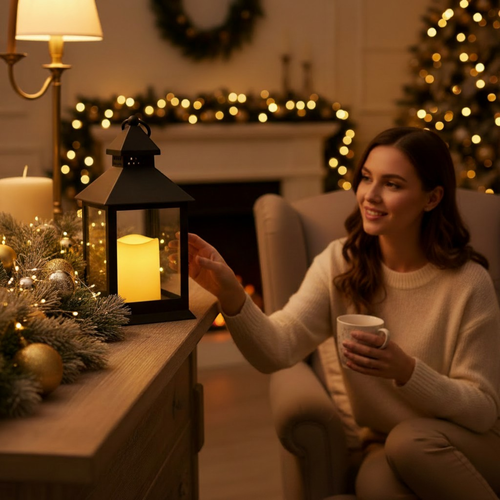Фонарь HOMECLUB Сканди 24см, со светодиодной LED-свечой, IP20 Арт. 201742, крупный план