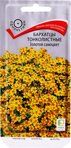 Семена цветов ПОИСК Бархатцы тонколистные Золотой самоцвет, картинка