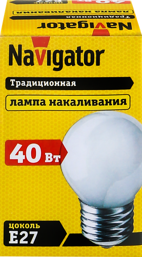 Лампа накаливания NAVIGATOR 40Вт Е27, матовая, шар, крупный план