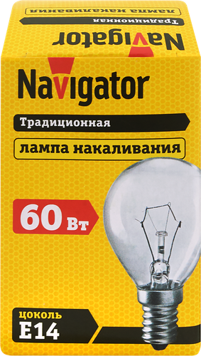 Лампа накаливания NAVIGATOR 60Вт Е14, матовая, шар, фотография