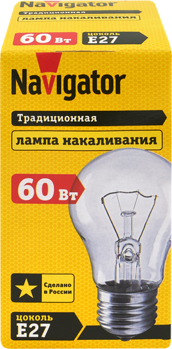Лампа накаливания NAVIGATOR 60Вт Е27, матовая, свеча, фотография