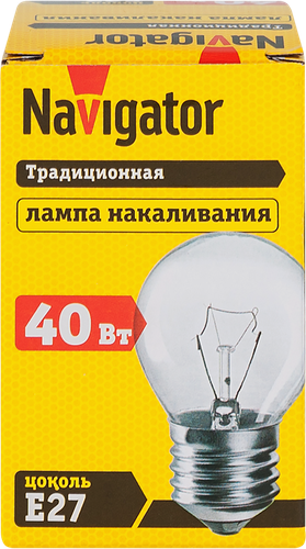 Лампа накаливания NAVIGATOR 40Вт Е27, прозрачная, шар, картинка