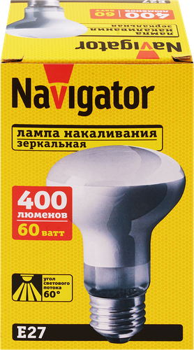Лампа накаливания NAVIGATOR R63 60Вт Е27, матовая, картинка