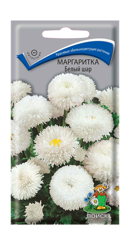 Семена ЦВЕТЫ ЦВ Маргаритка Белый шар, 0,05г, фото