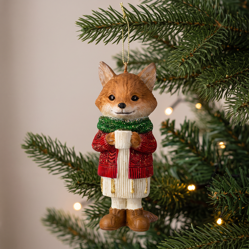 Украшение ERICHKRAUSE DECOR Лисенок с кофе 10см, фотография