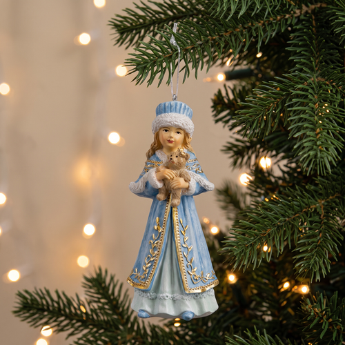 Украшение ERICHKRAUSE DECOR Снегурочка и медвежонок 11см, крупный план