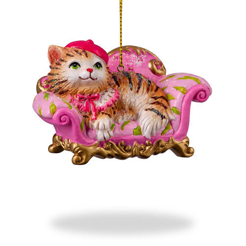 Украшение ERICHKRAUSE DECOR Кошка на софе 9см, крупный план