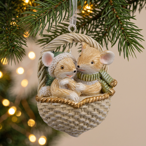 Украшение ERICHKRAUSE DECOR Мышки в корзине 6.5см, крупный план
