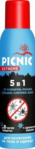 Аэрозоль от комаров PICNIC Extreme 5в1, 150мл, фотография