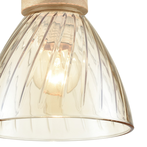Подвесной светильник LUMION SUSPENTIONI LN26 393 дерево/амбер металл/стекло E27 1*60W 22, крупный план