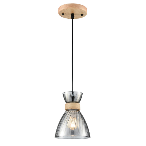 Подвесной светильник LUMION SUSPENTIONI LN26 393 дерево/смоки металл/стекло E27 1*60W 22, фото