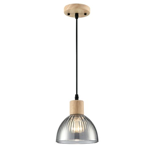Подвесной светильник LUMION SUSPENTIONI LN26 394 дерево/смоки металл/стекло E27 1*60W 22, вид