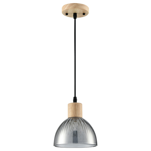 Подвесной светильник LUMION SUSPENTIONI LN26 394 дерево/смоки металл/стекло E27 1*60W 22, крупный план