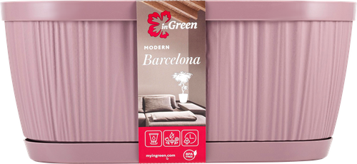 Горшок для цветов с поддоном INGREEN Barcelona 2,7л 27,5х14,5см овальный, цвет морозная слива, Арт. IG623310053, изображение