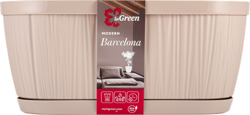 Горшок для цветов с поддоном INGREEN Barcelona 2,7л 27,5х14,5см овальный, цвет молочный шоколад, Арт. IG623310047, вид
