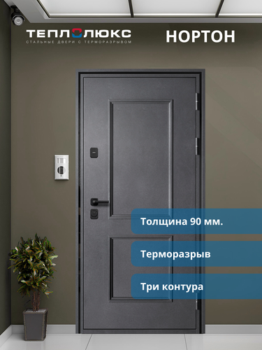 Дверь металлическая ТЕПЛОЛЮКС Нортон 860х2050 Л цв. мет / белый мат, детальное фото