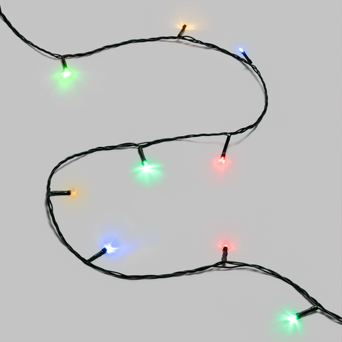 Гирлянда домашняя Твинкл, 100 LED, мультиколор, с динамикой, не соединяется, 10м, зеленый провод, картинка