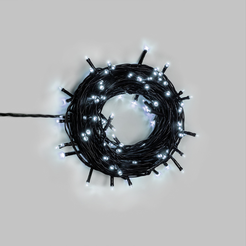 Гирлянда домашняя Твинкл, 100 LED, белый, с динамикой, не соединяется, 10м, зеленый провод, фотография