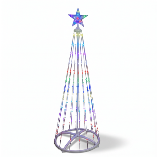 Умная коническая елка, крупными каплями и звездой, RGB, 252 LED, 180х50см, мягкий прозрачный провод, фотография
