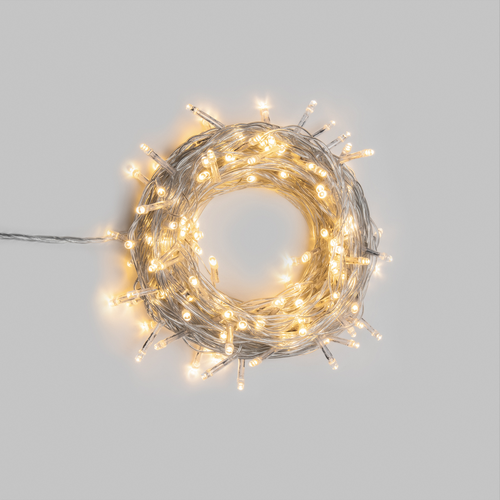 Гирлянда домашняя Твинкл, 100 LED, теплый белый, с динамикой, не соединяется, 10м, прозрачный провод, фотография