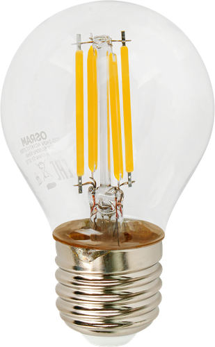 Лампа светодиодная OSRAM LED Star, 6Вт, E27, 2700К, теплый белый свет, шар, детальное фото