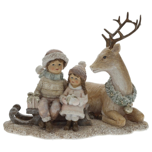Фигурка декоративная Нордвест лес, "Олень и дети", 17×11×13.5см, изображение