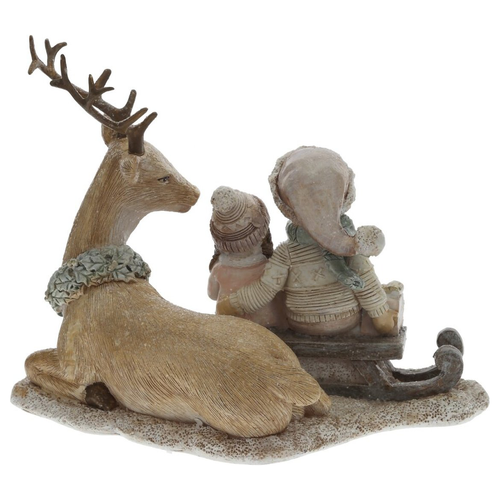 Фигурка декоративная Нордвест лес, "Олень и дети", 17×11×13.5см, крупный план